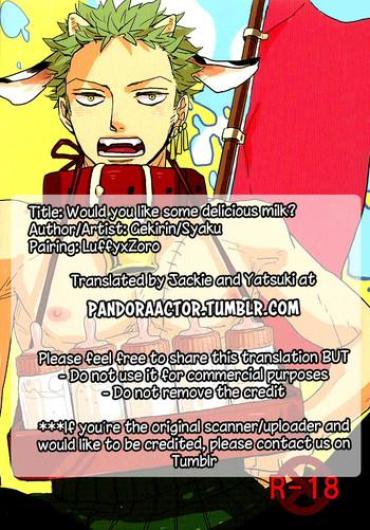 (GRANDLINE CRUISE) [Gekirin (Syaku)] Oishii Milk Ikaga Desu Ka? (One Piece) [English] [Pandora's Actor]