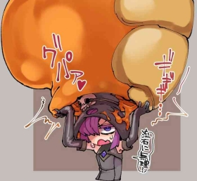 蜜壺型ハニービーのマヴィナと魔女見習いヅナちゃんの落書き（角塚）